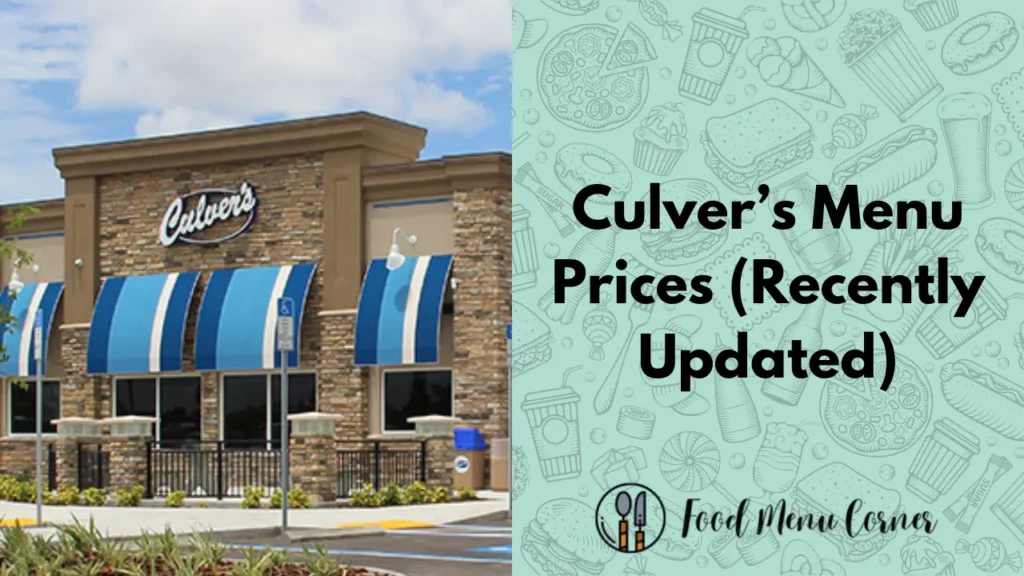 culver’s menu prices food menu corner