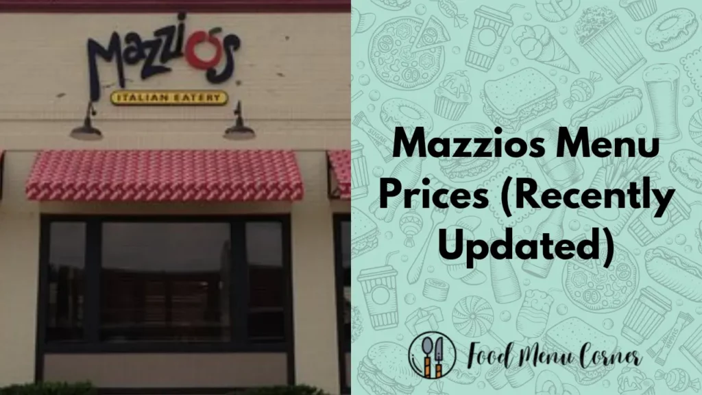 mazzio's menu prices food menu corner